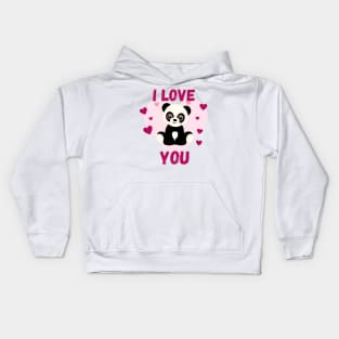 Pink I love you panda Kids Hoodie